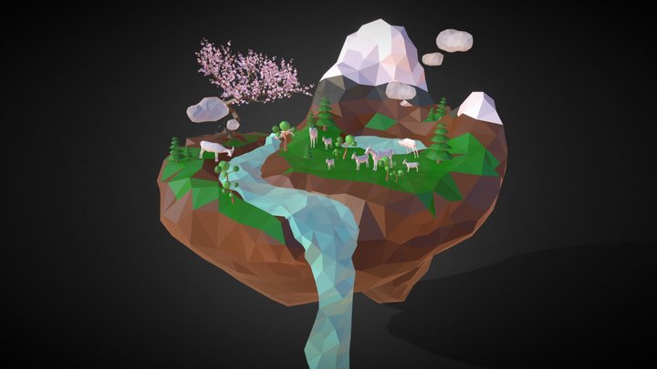 Float Island - low ploy 3D Model