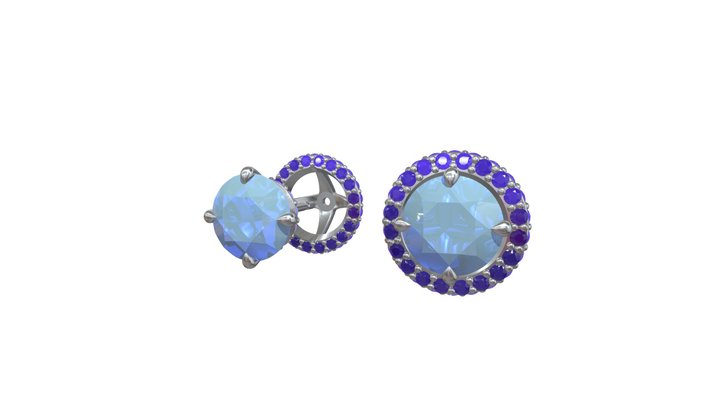 Diamond Stud Earrings, Wear 2 Ways 3D Model