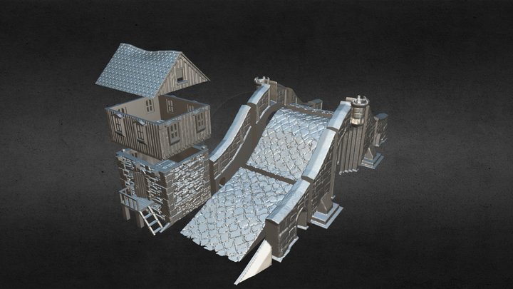 Bridge House - medieval age (STL File) 3D Model