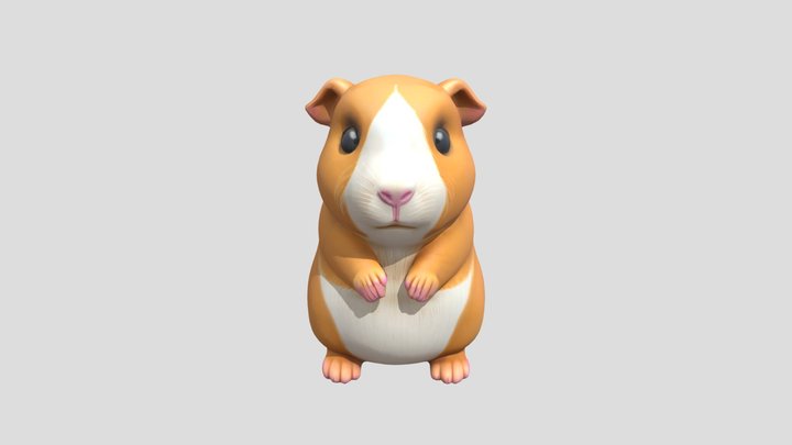 White And Red Guinea Pig Toy 3D Model