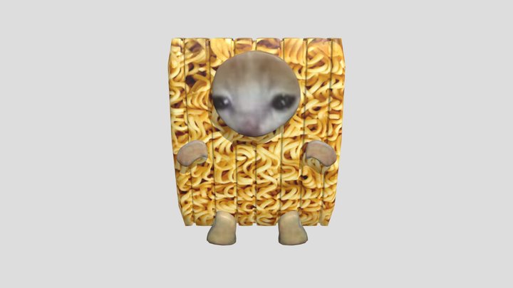 Noodle Cat Meme (Low poly) 3D Model