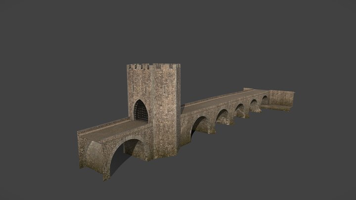 Medieval Tower Bridge 3D Model