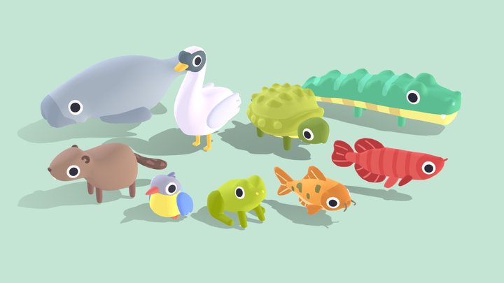 Quirky Series - River Animals Vol 1 3D Model