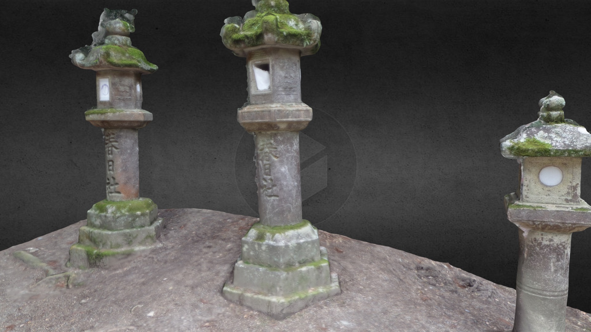 3D model 3 of the 10’000 Lanterns - This is a 3D model of the 3 of the 10'000 Lanterns. The 3D model is about a group of stone pillars.