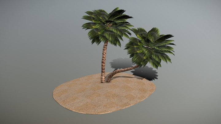 Palm Tree Island 3D Model