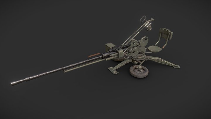 ZPU-1 Anti-Air Gun 3D Model
