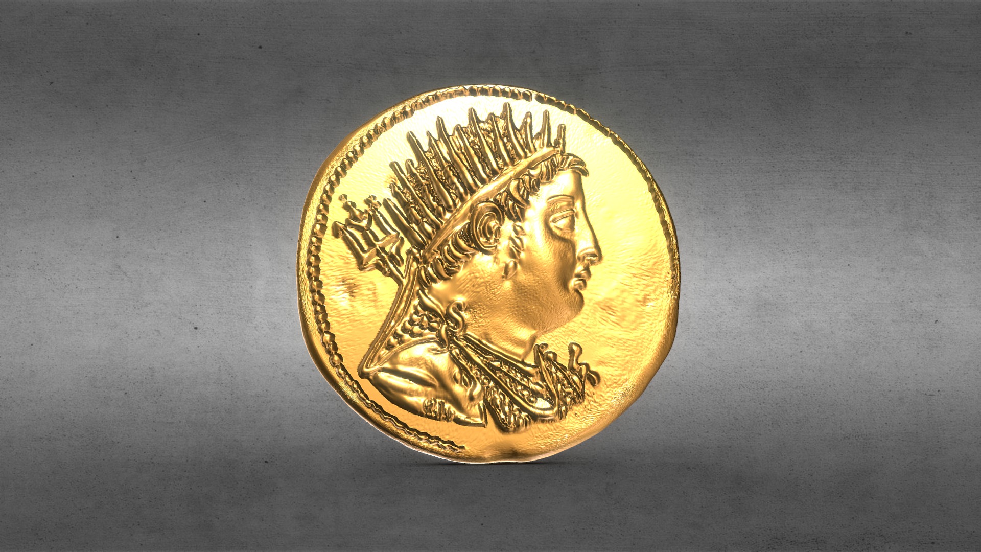 3D model Gold Oktadrachm - This is a 3D model of the Gold Oktadrachm. The 3D model is about a gold coin with a lion on it.
