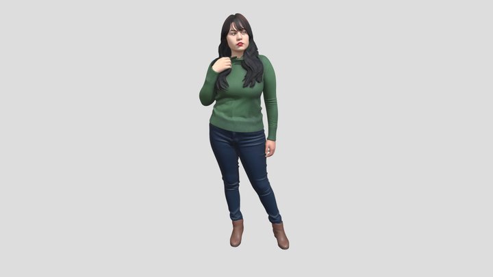 Casual Portrait In A Green Sweater – Modello 3D gratuito STL