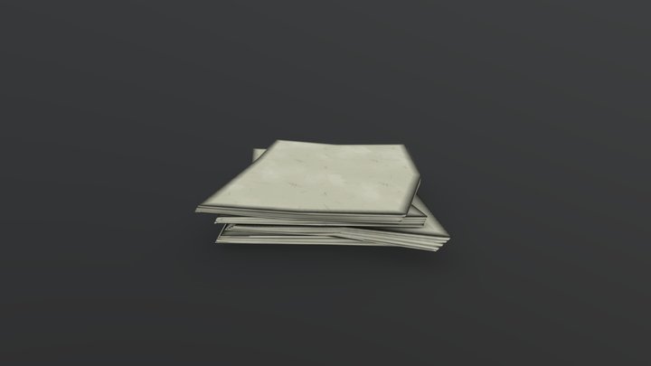 Cartoon Handpainted Paper Stack 3D Model