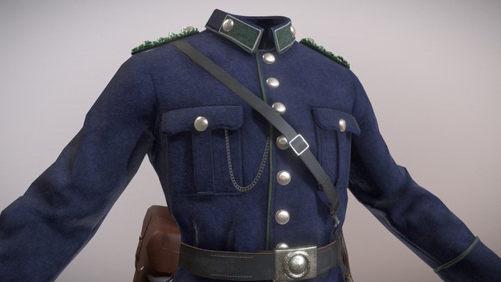 Weimar Republic policeman uniform and equipment 3D Model