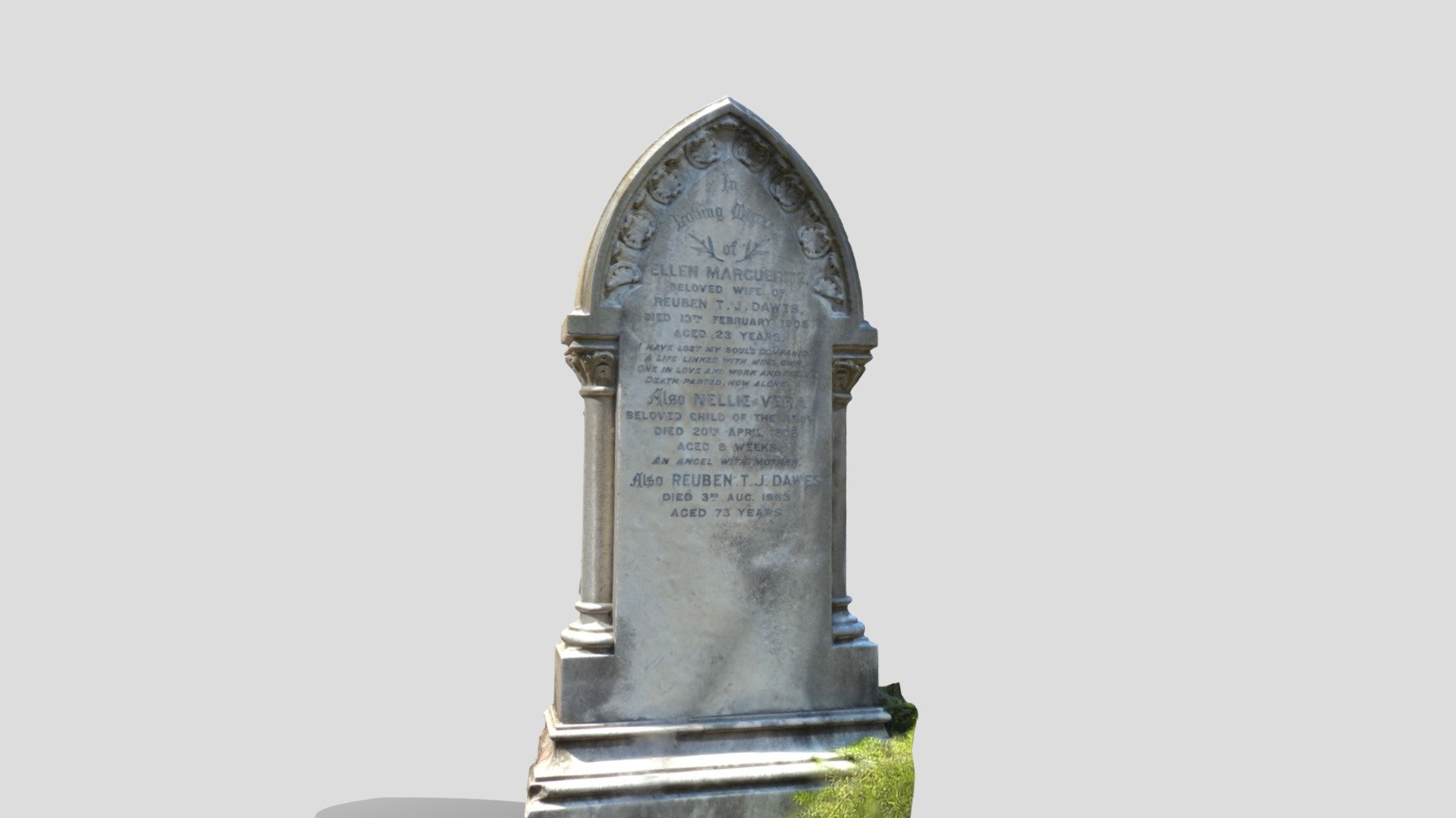 Marble headstone - Rookwood Cemetery  Sydney.