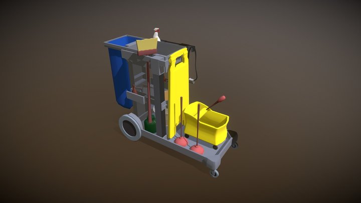 Janitorial Cart With ShizzzzzzZZZzzZZzzzz 3D Model
