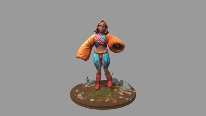 3D Female Character Model Posed PBR 3D Model