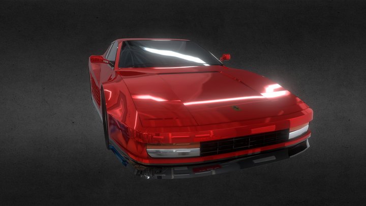 Ferrari-Testarossa-84-low-poly 3D Model