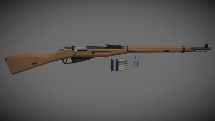low-poly Mosin Nagant 1891/30 – Free 3D Model STL