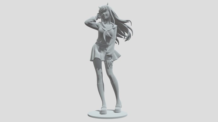 Pink-Haired Sailor Schoolgirl ZeroTwo 3D Model