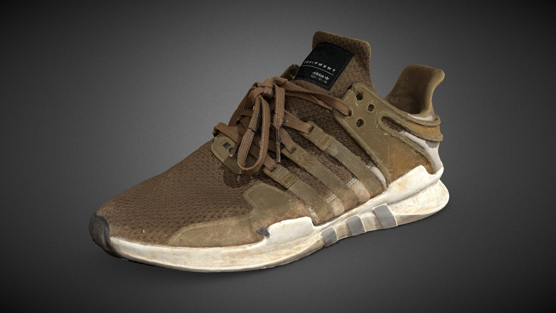3D model Adidas EQT - This is a 3D model of the Adidas EQT. The 3D model is about a brown and black shoe.