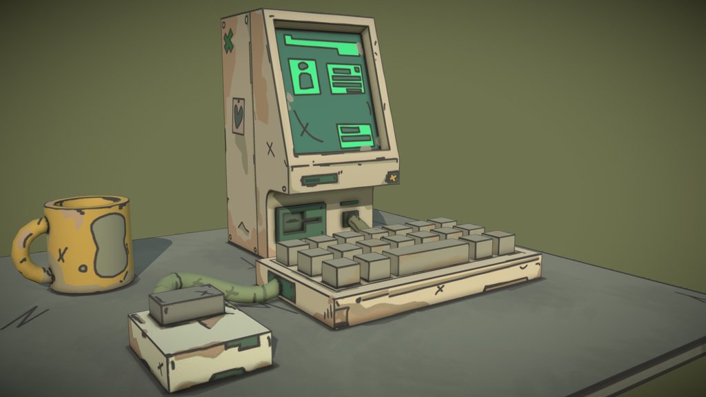 Cute Handpainted Computer Beep-Boop