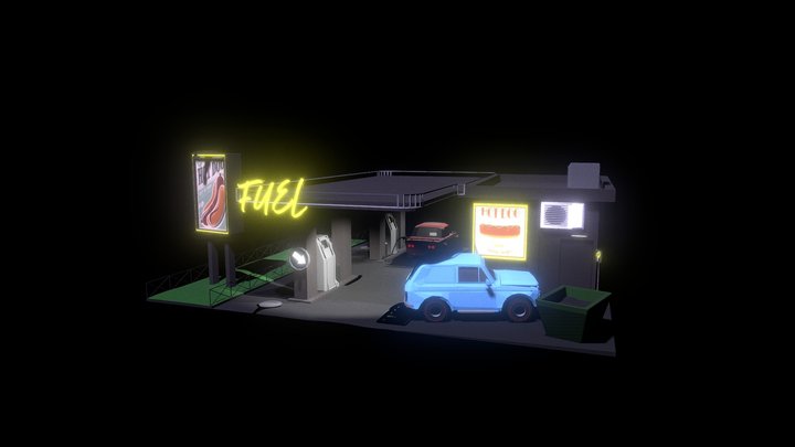 Low Poly Fuel Station – Modello 3D gratuito STL