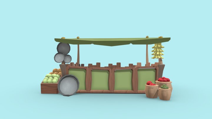 fruit market stall 3D Model