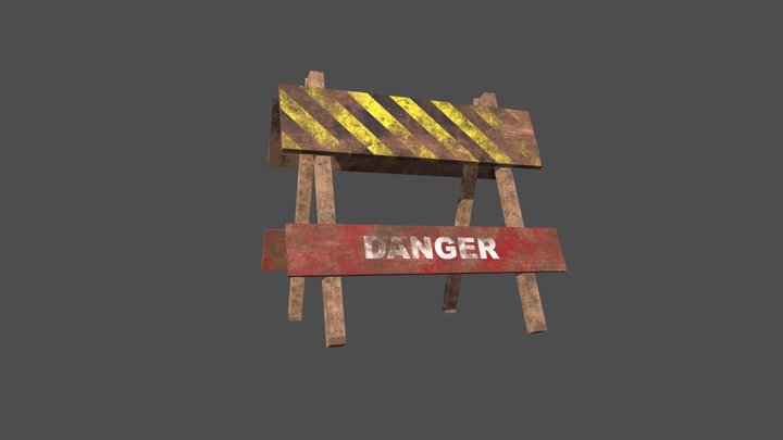 traffic barrier_wood 3D Model