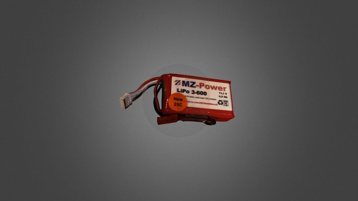 3S1P 600mAh LiPo 3D Scan 3D Model