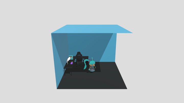 Hatsune Miku (人マニア ver.) + Basic Gaming Setup 3D Model