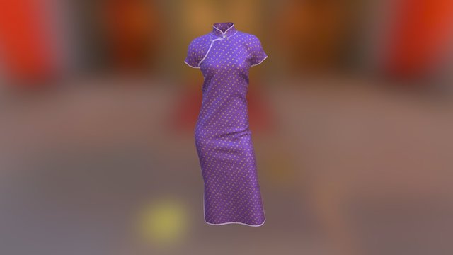 浅蓝地花绸夹旗袍 20世纪30年代 3D Model