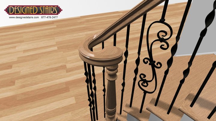 35312 Curved stair with ascending volute 3D Model