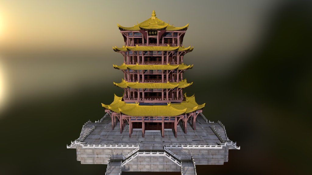 The Yellow Crane Terrace - 3D model by Ben (@justkm) [2ecc536] - Sketchfab