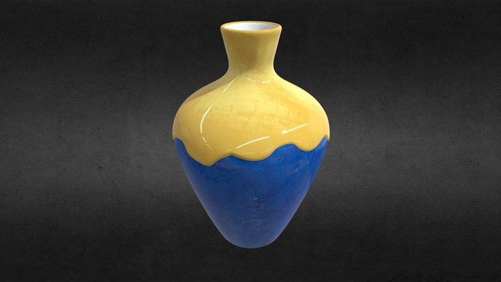 Green Ceramic Vase with Gold Glaze 3D Model
