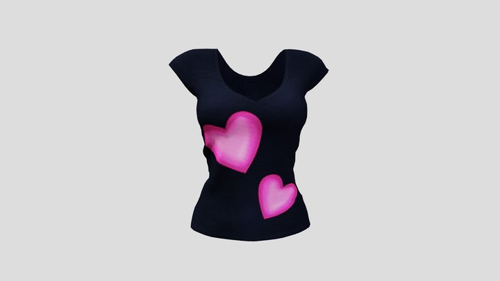 Female Heart Print Tshirt 3D Model