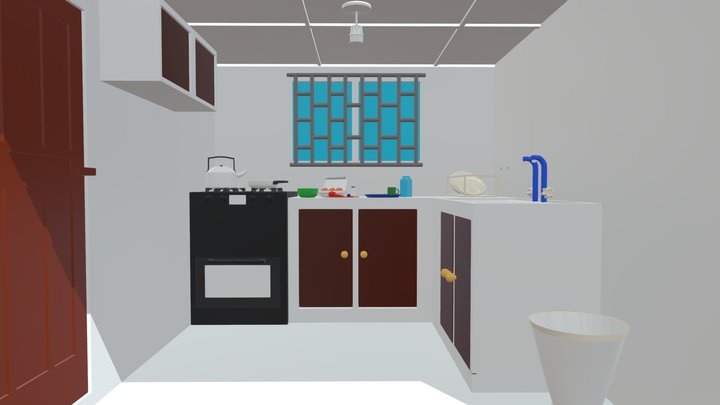Lowpoly Kitchen – Free 3D Model STL