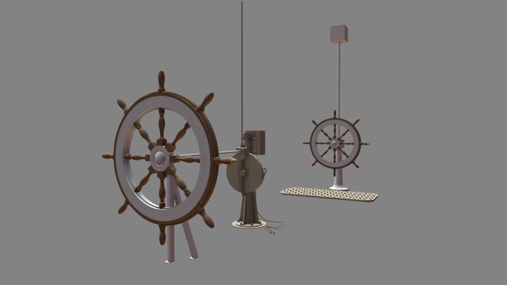 Titanic's Wheel + Telemotor 3D Model