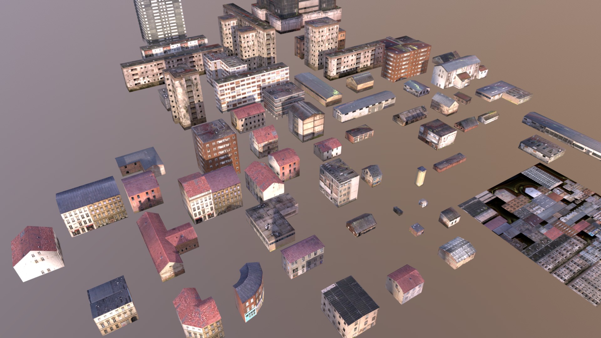 3D model Low Poly City Environment - This is a 3D model of the Low Poly City Environment. The 3D model is about a group of buildings.