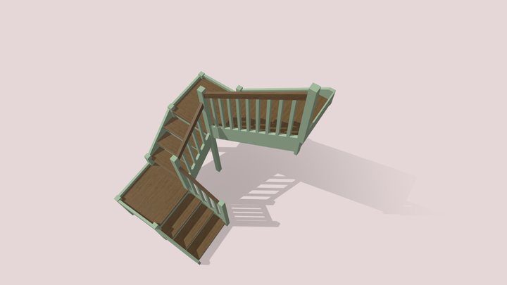 Лестница с двумя поворотами 3D Model
