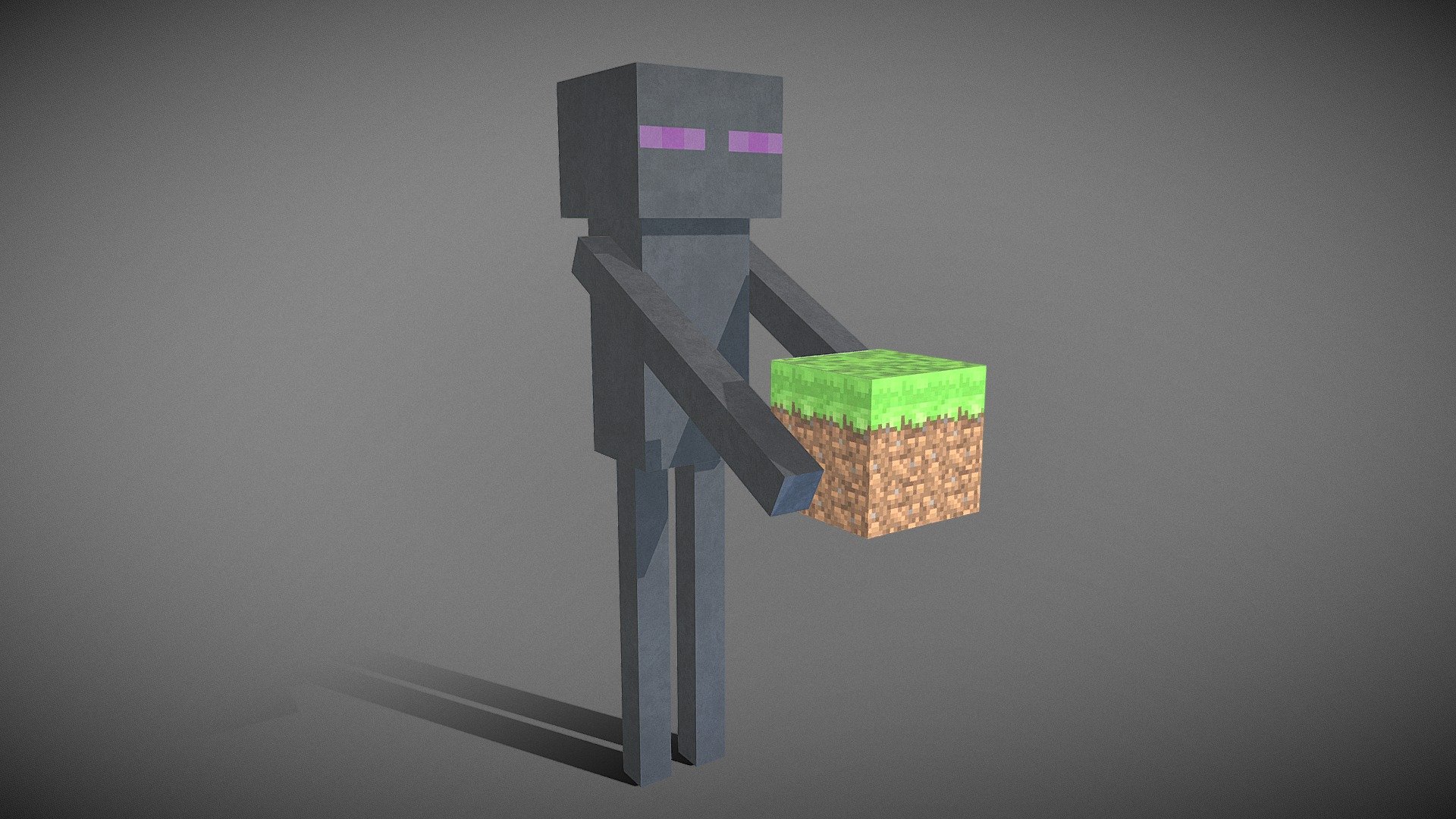 Simple enderman holding a grass block Download Free 3D model by