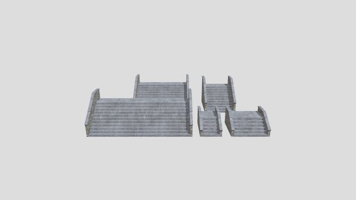 Medieval Stone Stairs 3D Model
