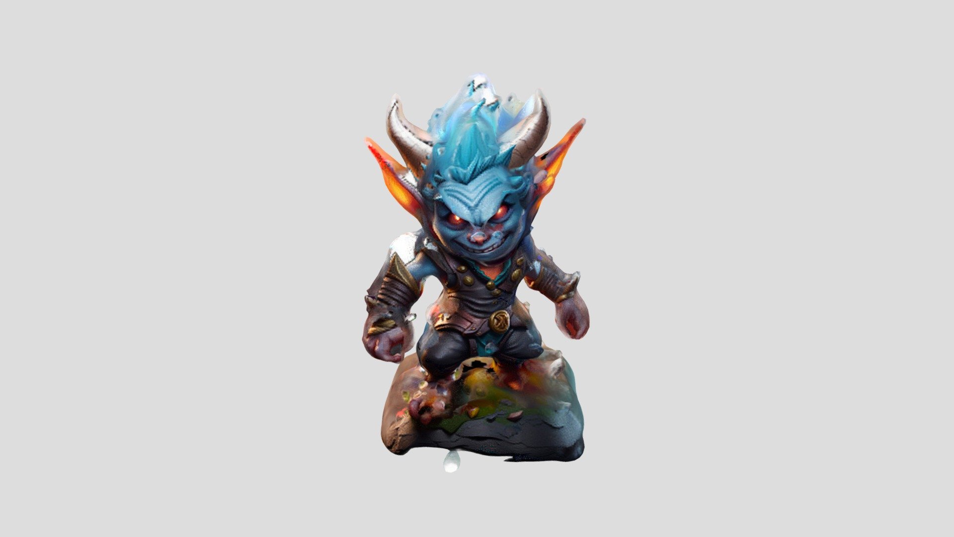 Blue and black cartoon character with horns A - Download Free 3D model ...