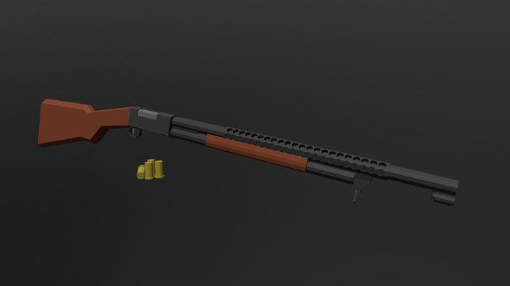 Low Poly Trench Gun 3D Model