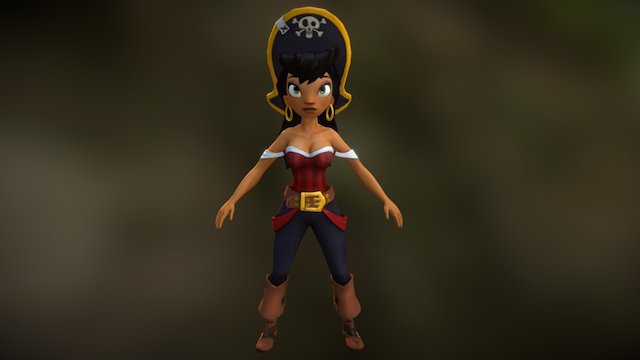 Low-ish Poly Pirate Girl 3D Model