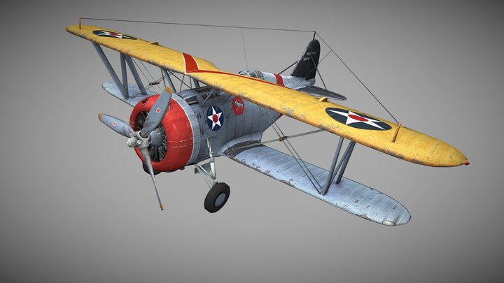 Grumman F3F-2  for "World of Warplanes" MMO 3D Model