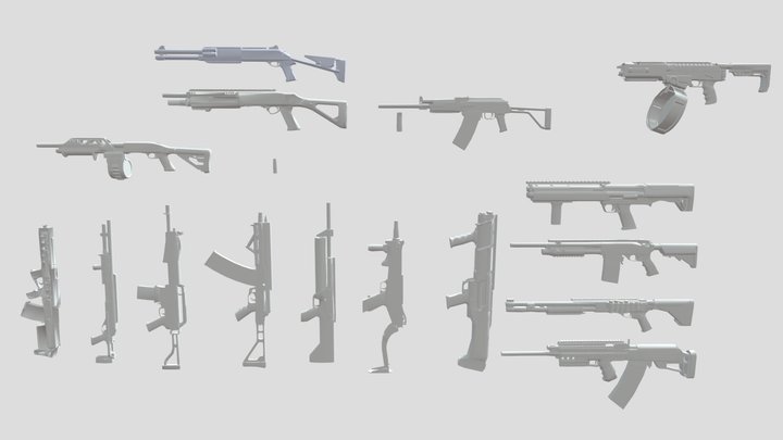 warface shotgun pack 3D Model
