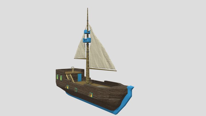 Pirate ship, Blue team 3D Model