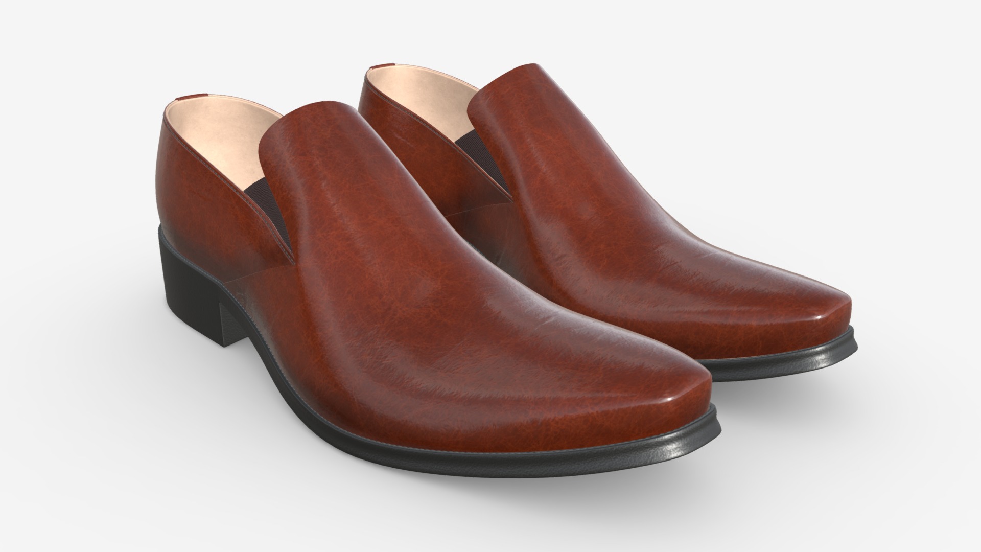 3D model Mens classic shoes 02 - This is a 3D model of the Mens classic shoes 02. The 3D model is about a pair of brown shoes.
