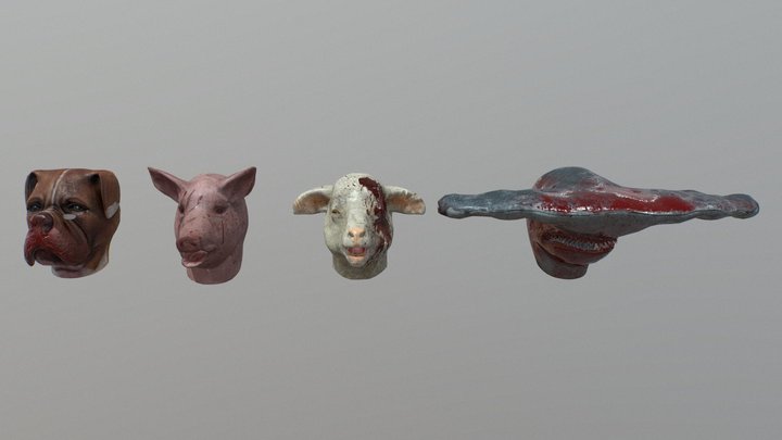 Scary Animal Masks 3D Model