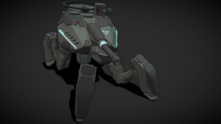 Quadruped toon tank AWT S-01 3D Model