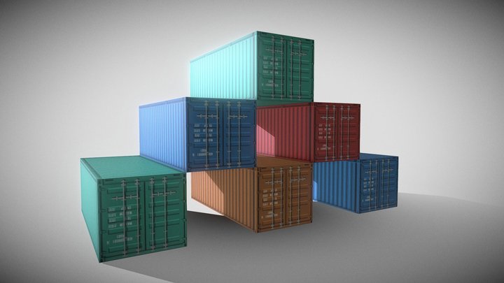Realistic Cargo Container 3D Model (Lowpoly) 3D Model