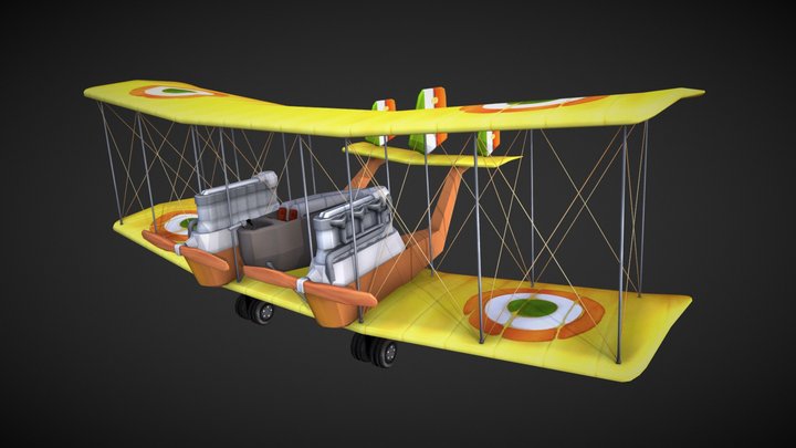 Low Polly Game Art "The Flying Circus" 3D Model