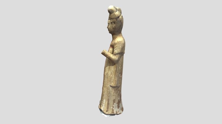 Tomb Figurine Female Figure Wearing Garment 3D Model